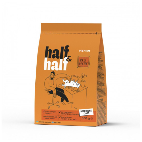 Сухий корм для кішок Half&Half для стерилізованих з яловичиною 300 г (4820261920932)