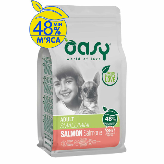 Сухий корм для собак OASY One Animal Protein ADULT Small/Mini з лососем 800 г (8053017348339)