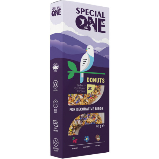 Вітаміни для птахів Special One Пончики «Барбарис, волошка, кокос» 60 г (4823082425167)