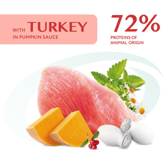 Вологий корм для кішок Optimeal з індичкою в гарбузовому соусі 85 г (4820215365857)