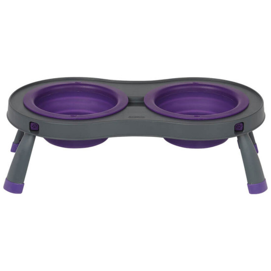 Посуд для собак Dexas Миска подвійна на складній підставці-велика 600 мл фіолетова (0084297306878)