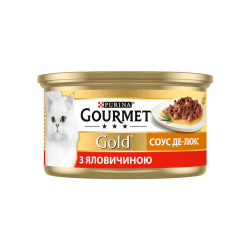 Вологий корм для кішок Purina Gourmet Gold. Соус Де-Люкс з яловичиною 85 г (7613036705134)