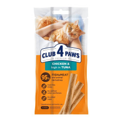 Ласощі для котів Club 4 Paws М'ясна паличка з куркою та тунцем 3х5 г (4820269144668)