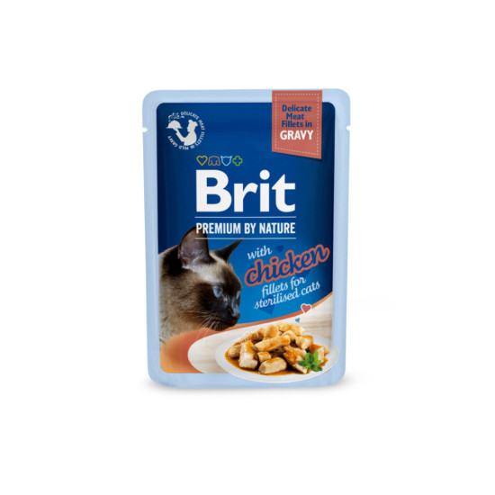 Вологий корм для кішок Brit Premium Delicate Fillets in Gravy Chicken для стерилізованих (8595602570614)