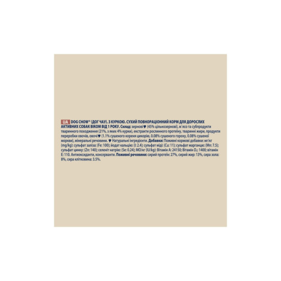 Сухий корм для собак Purina Dog Chow Active Adult зі смаком курки 2.5 кг (7613034487858)