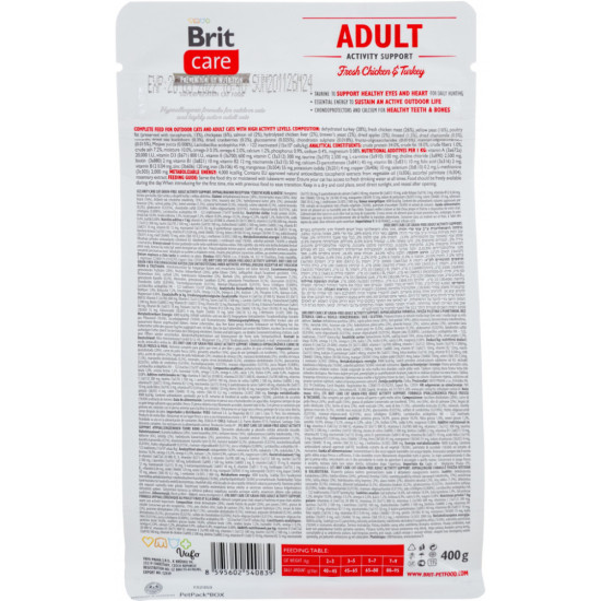 Сухий корм для кішок Brit Care Cat GF Adult Activity Support 400 г (8595602540839)