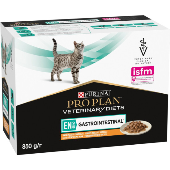 Вологий корм для кішок Purina Pro Plan Veterinary Diets EN Gastrointestinal При хворобах шлунково-кишкового тракту З куркою 10 x 85 г (8445290093561)