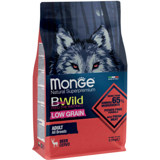 Сухий корм для собак Monge Dog Bwild Low Grain оленина 2.5 кг (8009470011983)