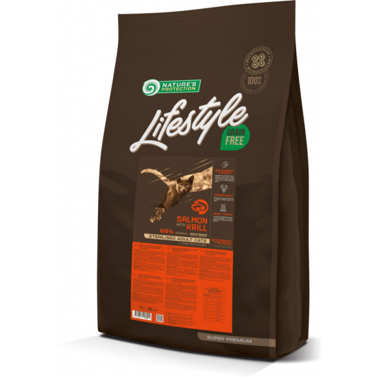 Сухий корм для кішок Nature's Protection Lifestyle Grain Free Salmon with krill Sterilised 7 кг (NPLS45800)