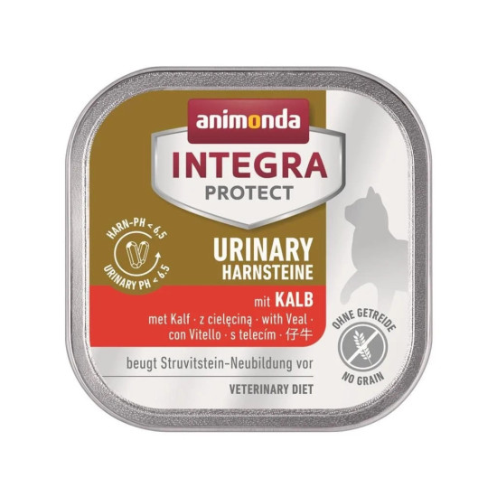 Вологий корм для кішок Animonda Integra Protect Urinary Struvit при сечокам'яній хворобі страва з телятиною (4017721866118)