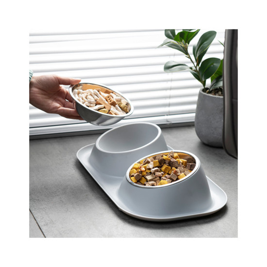 Посуд для котів Lapka Годівниця подвійна на підставці (LPK-25)