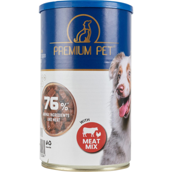 Консерви для собак PREMIUM PET М'ясне асорті шматочки в соусі 1.240 г (4820255192284)