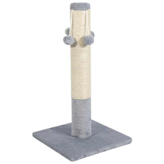 Дряпка (кігтеточка) для котів Природа Д04 стовпчик з 4-ма бубонами 67 cм (сіра) (4820157402924)