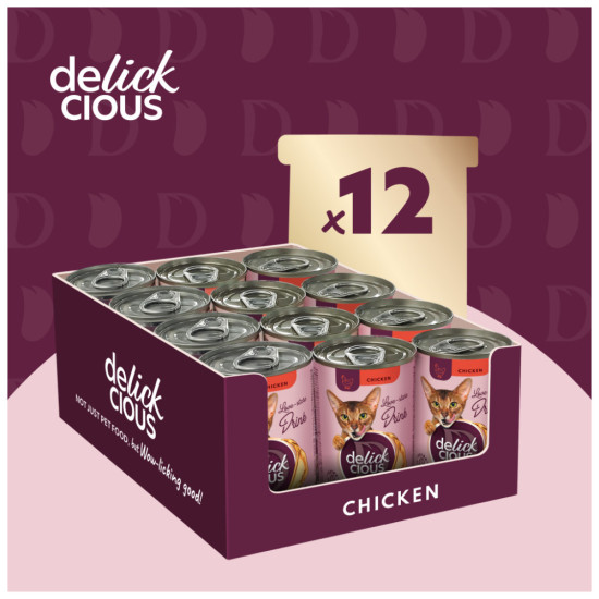 Вологий корм для кішок Delickcious Напій з куркою 140 г (4820269141582)