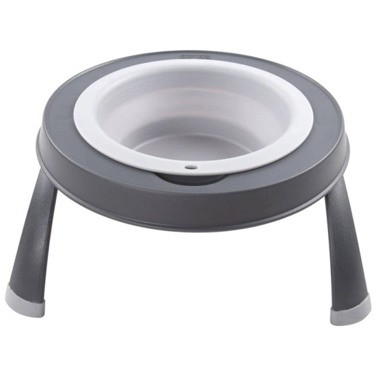 Посуд для собак Dexas Миска одинарна на складній підставці-велика 960 мл світло-сіра (0084297309121)