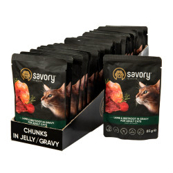 Вологий корм для кішок Savory ягня з буряком у соусі 85 гх22 шт (2700000029367)