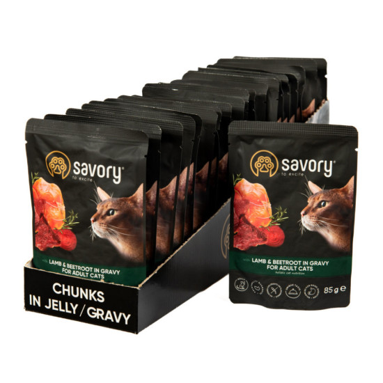 Вологий корм для кішок Savory ягня з буряком у соусі 85 гх22 шт (2700000029367)