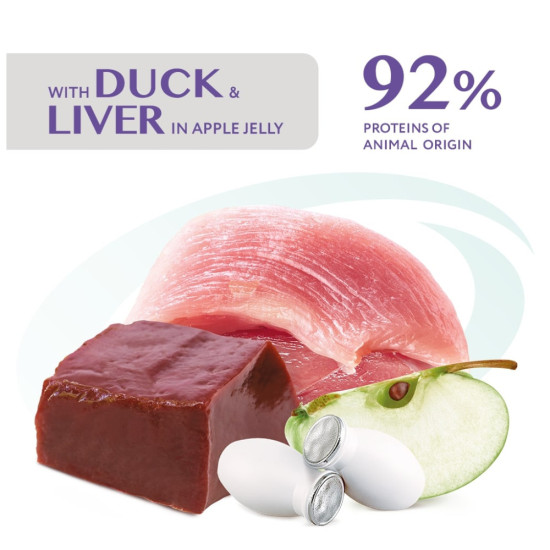 Вологий корм для кішок Optimeal з ефектом виведення шерсті з качкою та печінкою в желе 85 г (4820215364027)