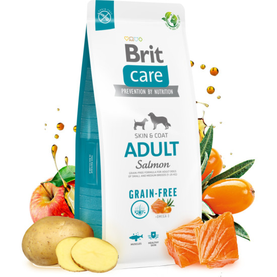 Сухий корм для собак Brit Care Dog Grain-free Adult для малих і середніх порід з лососем 1 кг (8595602558858)