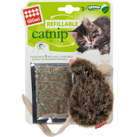 Іграшка для котів GiGwi Catnip Мишка з котячою м'ятою 10 см (штучне хутро) (75300)