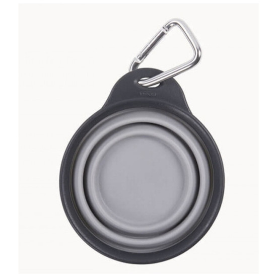 Посуд для собак Dexas Дорожня складна миска Тревел Кап з карабіном мала 240 мл (світло-сіра) (0084297309152)