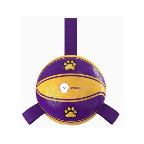 Іграшка для собак MISOKO&CO М'яч надувний у формі баскетбольного м'яча фіолетовий з жовтим 15 см (KINMSK70115)