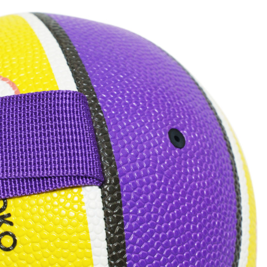 Іграшка для собак MISOKO&CO М'яч надувний у формі баскетбольного м'яча фіолетовий з жовтим 15 см (KINMSK70115)