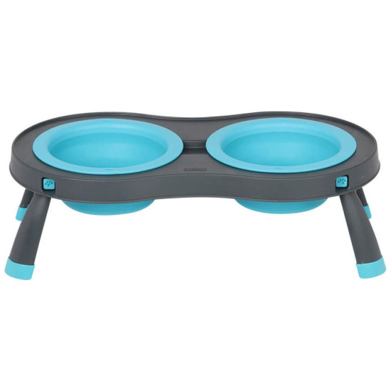 Посуд для собак Dexas Миска подвійна на складній підставці-велика 600 мл блакитна (0084297306892)