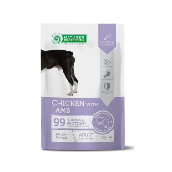 Вологий корм для собак Nature's Protection Adult Multi-benefit Chicken with Lamb 100 г (NPUPF63662)
