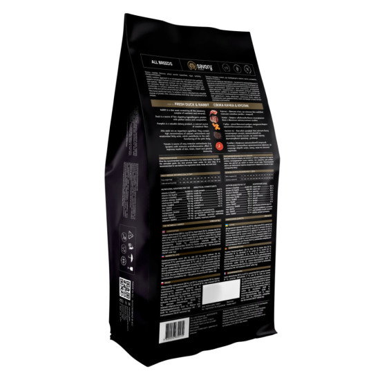 Сухий корм для собак Savory Adult All Breeds rich in Fresh Duck and Rabbit 12 кг (4820232630181)