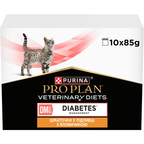 Вологий корм для кішок Purina Pro Plan Veterinary Diets DM ST/OX Diabetes Management З куркою 10 x 85 г (8445290093493)
