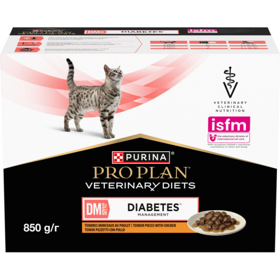 Вологий корм для кішок Purina Pro Plan Veterinary Diets DM ST/OX Diabetes Management З куркою 10 x 85 г (8445290093493)