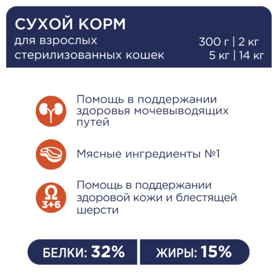 Сухий корм для кішок Club 4 Paws Преміум. Для стерилізованих 300 г (4820083909252)