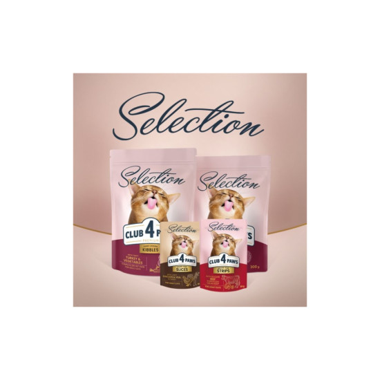 Вологий корм для кішок Club 4 Paws Selection Плюс Смужки з індичкою в крем супі з моркви 85 г (4820215368070)
