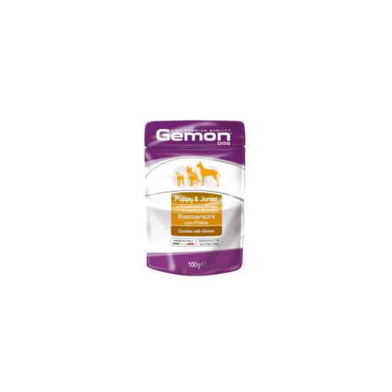 Вологий корм для собак Gemon Dog Wet Puppy&Junior шматочки з куркою 100 г (8009470300636)