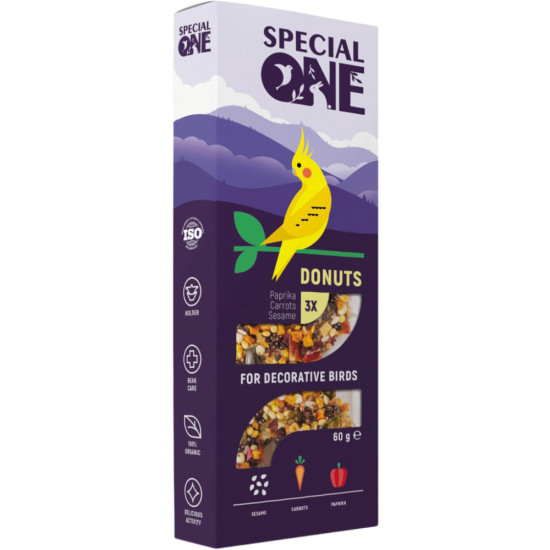 Вітаміни для птахів Special One Пончики «Паприка, морква, кунжут» 60 г (4823082425174)