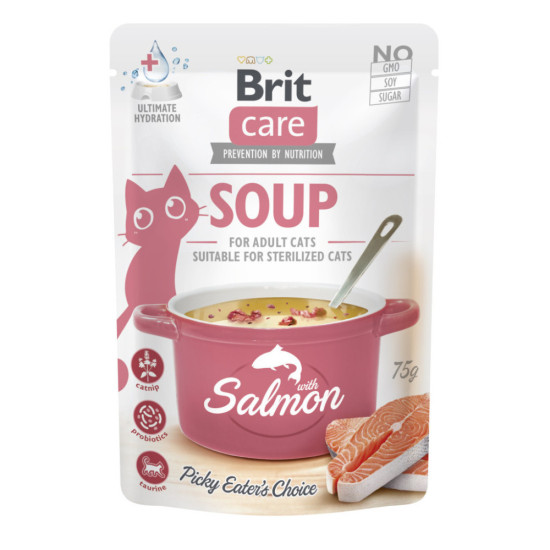 Вологий корм для кішок Brit Care Soup with Salmon з лососем 75 г (8595602569212)