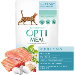 Вологий корм для кішок Optimeal з фореллю в кремовому соусі 85 г (4820215365864)