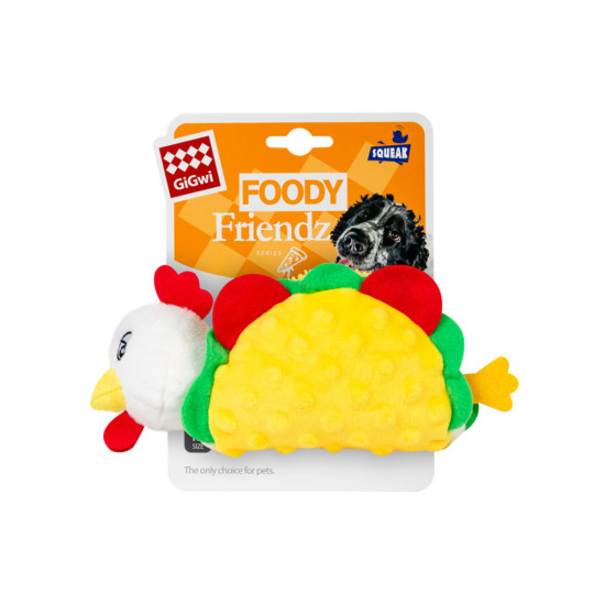 Іграшка для собак GiGwi Foody Friends Курячий Тако з пищалкою 26 см (2263)
