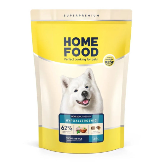 Сухий корм для собак Home Food ADULT MEDIUM Hypoallergenic з фореллю та рисом 1.6 кг (4820235020323)