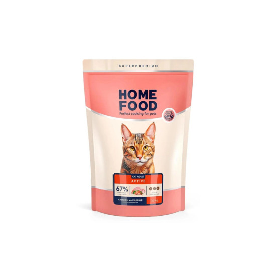 Сухий корм для кішок Home Food For active з куркою та креветками 1.6 кг (4820235020071)