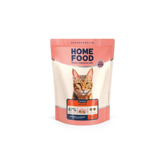 Сухий корм для кішок Home Food For active з куркою та креветками 400 г (4820290090057)