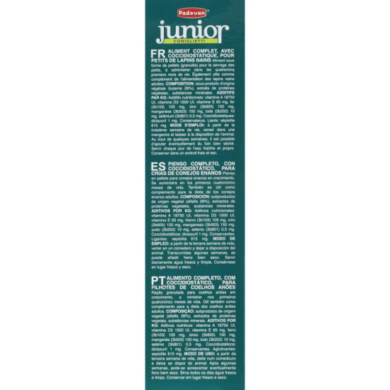 Корм для гризунів Padovan Junior coniglietti 850 г (8001254003863)